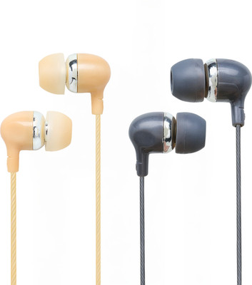 MYRA Combo Universal Earphone 2pcs in Packing Wired(Yellow, Grey, In the Ear)