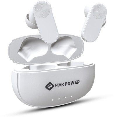 MAK POWER 48H Playtime | ENC | HD Sound | Deep Bass | Fast Charge | Touch Control Earbud Bluetooth(White, True Wireless)