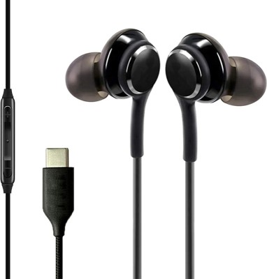 snowbudy Clear Sound & Blast Bass AKG-tuned IC100 Type-C Earphone-B2 Wired Headset(Black, In the Ear)