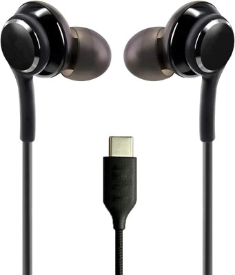 snowbudy Type C Earphones Tuned by AKG Headphones and Microphone Wired Headset(Black, In the Ear)