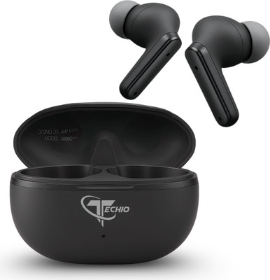 TECHIO TrueTone ENC Earbuds, 40Hr Battery, 13mm Drivers, ENC Calling,Quad-Mic Bluetooth(Black, True Wireless)
