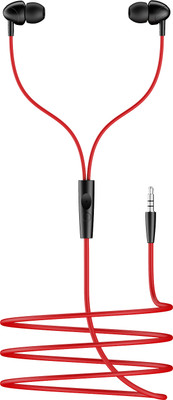 boAt boAt BassHeads 211,10mm Drivers, Signature Sound, In-Line Mic Wired Earphones Wired(Raging Black, In the Ear)