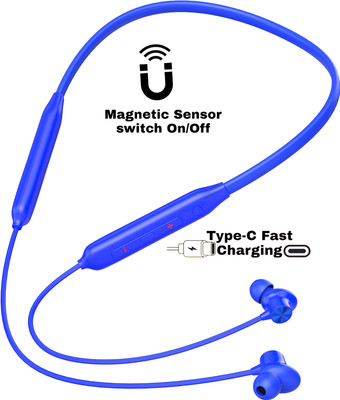 MR.NOBODY 74 Hours Playtime With deep Bass Neckband Headphone Bluetooth N1 Bluetooth(Blue, In the Ear)