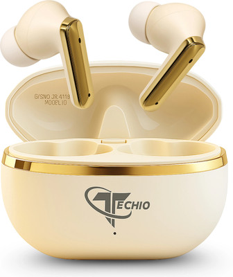TECHIO BassEdge Earbuds, 40 Hours Playback, ENC Calling, Touch Control, ENC Bluetooth(White, True Wireless)