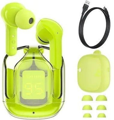 MAGENESE Ultrapods Wireless Earbuds Comes with transperant case Digital Display 5.3 Bluetooth(Green, True Wireless)