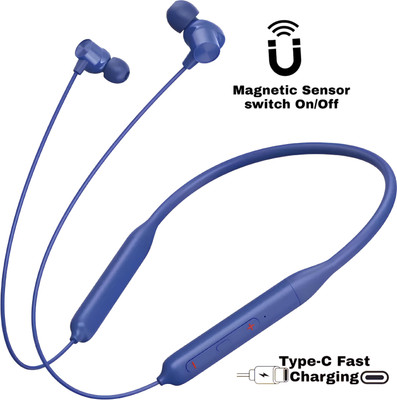 SAIBABA MN2 50Hour Backup,Extra Bass,Waterproof Bluetooth Neckband Headset G15 Bluetooth Gaming(Blue, In the Ear)