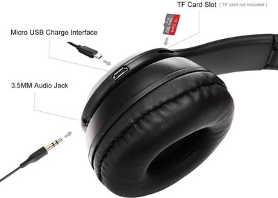 Techobucks Portable P47 Bluetooth Wireless Headset|foldable Headphone Bluetooth & Wired(Black, On the Ear)