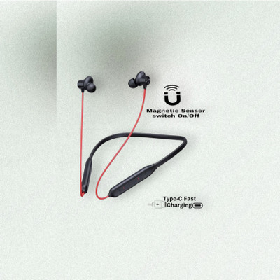 TWS Pro Neckband With Upto 48 Hours Playback & Fast Charging Earphone_MS Bluetooth & Wired(Red, In the Ear)