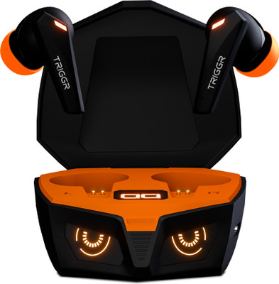 TRIGGR Kraken X1 Plus with Dual Pairing, Battery Display, Quad ENC, 70H Battery, v5.3 Bluetooth(Black Inferno, True Wireless)