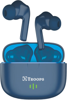 TP TROOPS Truly Wireless Earbuds 48H Playtime,Quad Mic with ENC Low Latency BT v5.0 Bluetooth(Blue, In the Ear)