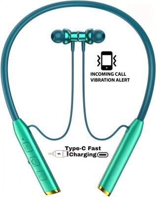 PTROX Vibration Alert, 48 Hours Playtime, ENC, HD Sound Quality & Stereo Bass N198 Bluetooth(Green, In the Ear)