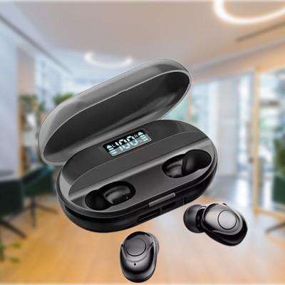 SACRO L64_T2 Wireless Earbuds with Bluetooth 5.0 & Digital Display Bluetooth Headset(Black, In the Ear)