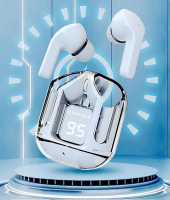 MVS Crystal Wireless Earbuds With LED Digital Display Bluetooth without Mic(White, True Wireless)