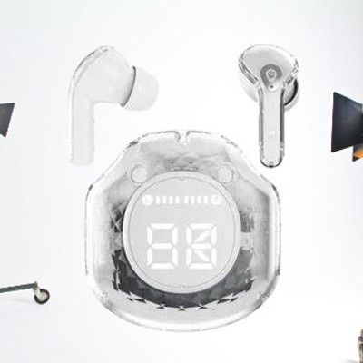 Mid Light Premium design UltraPods Buds EP07 Transparent With Charging Case M186 Bluetooth(Green, True Wireless)