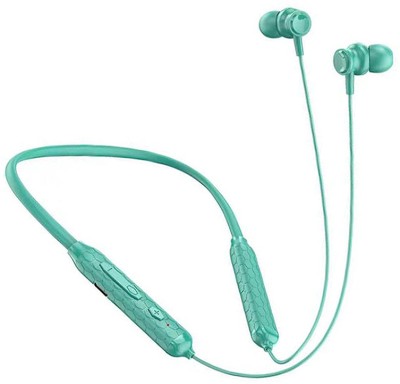 ZSIV Wireless Magnetic Bluetooth Sports Neckband Headset with inbuilt mic Bluetooth Headset(Green, In the Ear)