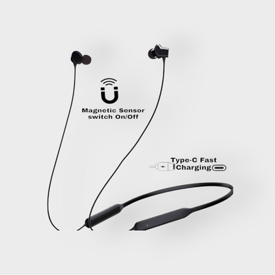 house of common 48 Hours Playtime Bluetooth Wireless Neckband Headphones Earphone_HF Bluetooth & Wired(Black, In the Ear)