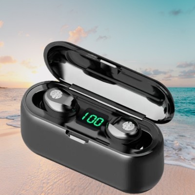 FRONY T72_F9 Wireless Earbuds with Bluetooth 5.0 & Digital Display Bluetooth Headset(Black, In the Ear)