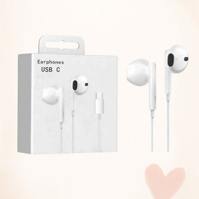 MJN Wired Type C Earphones with Noise Cancellation and Crisp Audio Wired(White, On the Ear)