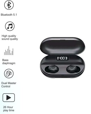 JAIN ELECTRONICS Earbud TWS Earphone Headphone Wireless Cordless Bluetooth Headset Rechargeable Bluetooth Headset(Black, True Wireless)