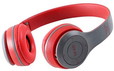 Techpunch SUPER BASS SOUND HEADPHONE WITH MIC,AUX & SD CARD SUPPORT. Bluetooth & Wired Headset(Red, On the Ear)