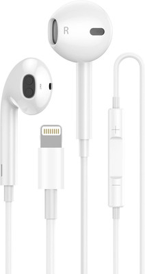 MARS Lightning Wired headphones With Mic & inline control For iPhone 14/13/12/11 Bluetooth & Wired(White, In the Ear)