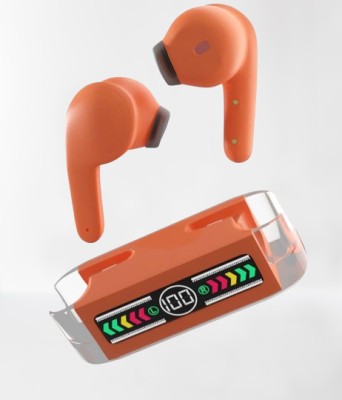 Tunifi M12 Max Wireless with Fast Charge, 48 Hrs Battery Life, Earphones with mic Bluetooth Headset(Orange, True Wireless)