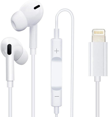 MARS headphone With Lightning Cable Wired Earphone For With Mic Bluetooth & Wired(White, In the Ear)