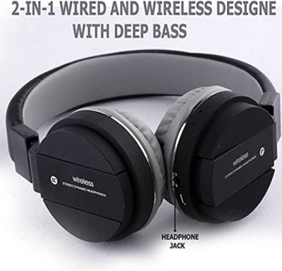 FRONY ILD41Headphone SH-12 Bluetooth Over The Ear Wireless Headset Earphone Handsfree Bluetooth Headset(Black, True Wireless)