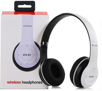 BUFONA Gaming Sports New Version Wireless B47 HighBass Earphones Bluetooth Headphone Bluetooth(White, On the Ear)