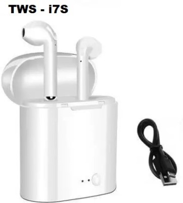HUTUVI Bluetooth Earphone with Mic HEADPHONE Bluetooth Headset (White, In the Ear)37 Bluetooth Headset(White, In the Ear)