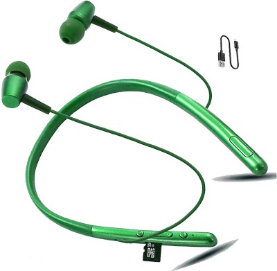 TEQIR Wireless Magnet Bluetooth Earphone Headphone with Mic, Sweatproof Sports Bluetooth Gaming Headset(Green, In the Ear)