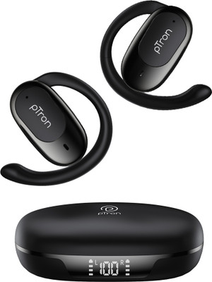 PTron Bassbuds Senz w/ 50Hrs Playtime, Open-Ear Design, Pristine Audio, AI-ENC Calls Bluetooth(Black, True Wireless)