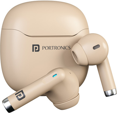 Portronics Twins S18 Pro in Ear TWS Earbuds,30H Playtime, in Built HD Mic, Game/Music Mode Bluetooth(Beige, In the Ear)