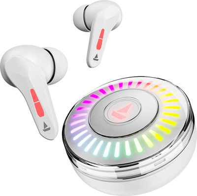 boAt Immortal 201 TWS Earbuds w/ 40 hrs Playtime,40 ms Low Latency BEAST Mode,RGB LED Bluetooth(White Sabre, True Wireless)