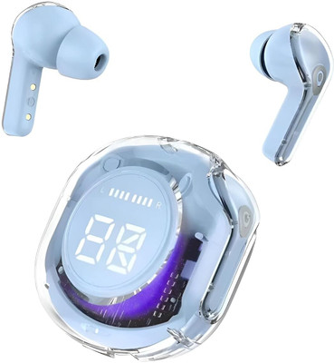OXZYN TWS Earbud, Bluetooth Earbuds with Display, Transparent Design, 30 Hr Playtime Bluetooth Gaming(sky Blue, In the Ear)