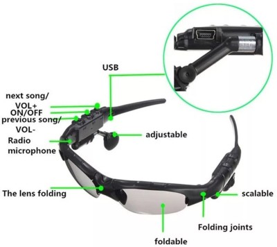 Clairbell VKU_501G_Sunglass Earbuds Bluetooth Headset Bluetooth(Black, In the Ear)