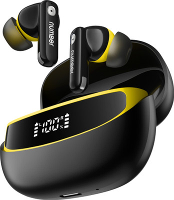 Number Navo Buds Z1 w/ Digital Display, 72H Playtime, 4Mic ENC, Dual Pairing, Hi-Bass Bluetooth(Summer Black, True Wireless)