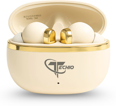 TECHIO SonicAir Bluetooth Earbuds, 40Hr Backup, 13mm Bass Boost,touch control Bluetooth(White, True Wireless)