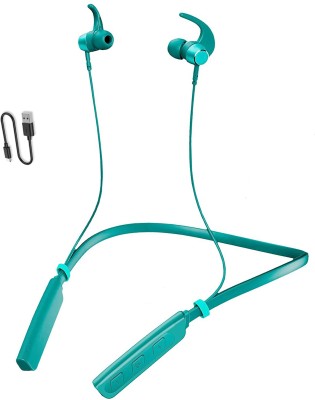 TEQIR Neckband Headphone with ASAP Charge, Upto 24 Hours Playback, IPX5 and BTv5.0 Bluetooth Gaming Headset(Green, In the Ear)