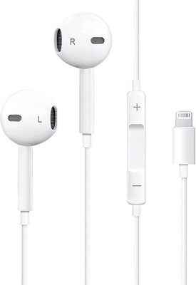 MARS Lightning Earphone Compatible Wired(White, In the Ear)