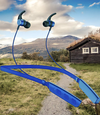 GPQ STORE Rokerz 235 Pro Wireless Bluetooth Neckband(B.0.400 Bluetooth(Blue, In the Ear)