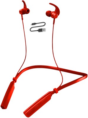 IZWI Premium Magnetic Neckband with Mic for Sports, Gym, Travellers, Music Lovers Bluetooth Headset(Red, In the Ear)