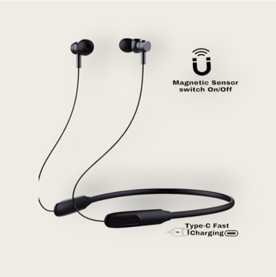 AIZINA Pro Neckband With Upto 48 Hours Playback & Fast Charging Earphone_95_6E Bluetooth & Wired(Black, In the Ear)