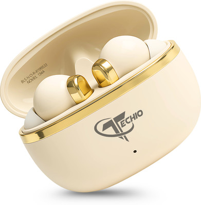 TECHIO TrueCall ENC Earbuds, 40Hr Playback, 13mm Drivers,Touch control Bluetooth(White, True Wireless)