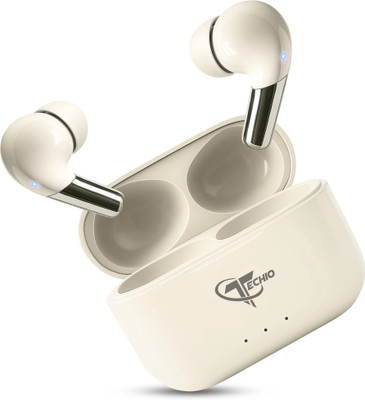 TECHIO DropBeats TWS with Smart Touch, HD Audio & Magnetic Charging Case Bluetooth(White, True Wireless)