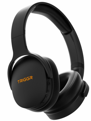 TRIGGR Trinity 2 with Dual Pairing, ENC, Fast Charge, 50H Battery, Rubber Finish, v5.3 Bluetooth(Midnight Black, On the Ear)