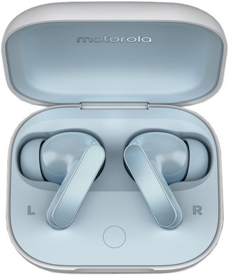 moto buds with Hi-Res Audio, Large 12.4mm driver, 42 hrs playback & IPx4 rating Bluetooth(Glacier Blue, True Wireless)