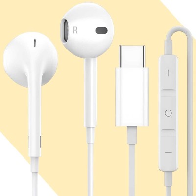 Bxeno Type C Handsfree with Mic for SAMSUNG Galaxy A54 5G/ F34 5G/A74 5G/S22[49K] Wired Headset(White, In the Ear)
