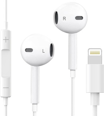 MARS Headphones Wired with Lightning Connector Compatible with iPhone 12/SE/11 Wired Wired(White, In the Ear)