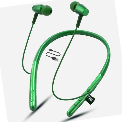 ZTNY MALE FEMALE CHILD MAGIC 48 HRS Bluetooth Neckband Wireless Earphones-A01 Bluetooth(Green Enhanced Bass, TF Card Support, Immersive LED Lights, In the Ear)